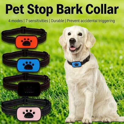 1个全新智能防吠项圈，自动震动训练器，可充电，适用于所有宠物，经久耐用且实用，方便携带和使用。