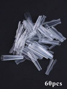 60PCS/Bag Sandwich Nail Dual Extension Form Top Mold And Bottom Mold Acrylic Nail Gel Tips For Builder Gel Extension With Guide Lines Full Coverage Extension Mold Clear Acrylic Fake Nails - Clear - View 16