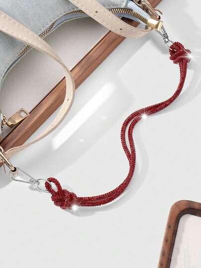 1件 Y2K 风格奢华优雅简约百搭高端闪亮仿水晶双结单肩链钥匙扣包包装饰 DIY 包包吊坠，适合女性日常佩戴，可作为节日礼物、包包装饰、包包吊坠、钥匙扣配件、汽车钥匙扣，适合情人节、开学季、母亲节——最佳礼物。