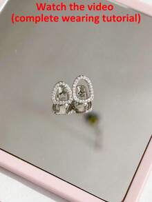 1 Set Fashion Women's Hip Hop Crystal Hollow Heart & Hollow Teeth Grillz, Carnival Party Accessories, Valentine's Day Couples Gift, Unisex - Multicolor - View 8