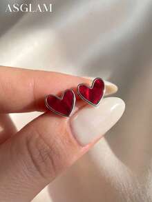 1对心形耳环，925纯银首饰，精致创意耳环，精美首饰礼品，适合女孩日常佩戴、约会、派对和其他场合。 - 款式2 - 查看 3