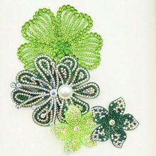 4pcs Green Crystal Flower DIY Handmade Sewing Decoration For Clothes, Shoes, Bags - Green Rhinestone Flowers - View 3
