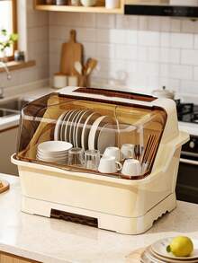 Escurridor de cocina con tapa, caja de almacenamiento para platos, cuencos y cubiertos, organizador de vajilla para el hogar - Multicolor - Ver 5