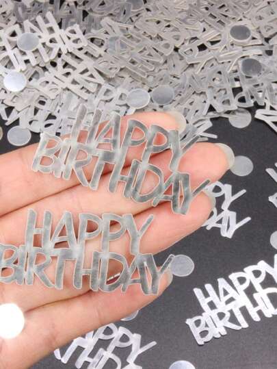 100pcs Silver Paper Scraps & Confetti Happy Birthday Design ,Supplies For Party Supplies Birthday Scatter,Fashion Party Supplies For Birthday,Party Supplies Theme,Party Supplies