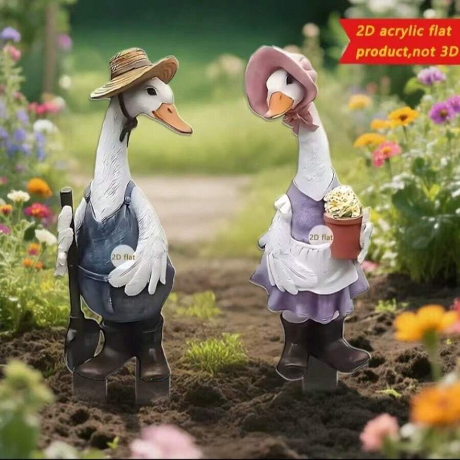 Cute Cartoon Duck 2D Acrylic Outdoor Garden Patio Decor Ornament - A - View 1