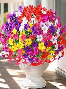 Outdoor Artificial Flower Bouquet, Realistic Outdoor Fake Flowers, UV-Resistant Silk Trumpet Flowers, Outdoor Garden Fake Flower Mix In Purple - Multicolor - View 9