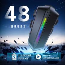 Motorcycle Bluetooth Headset With RGB Lights For Riders, Helmet Speakers With Dual Mics, IPX6/Hands Free Calling/Music/Noise Cancellation/Wake Up AI Assistance/Multipoint Connection, Compatible With All Helmets, Black-RGB Lights(No Intercom Function) - 黑色-RGB燈效(無對講功能) - 查看 9