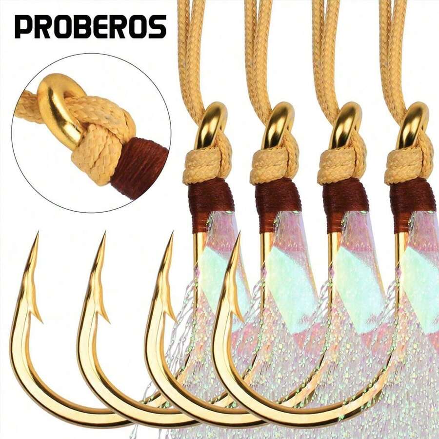 Fuzzy Fishing Hooks, Sea Fishing Hooks, Lure Fuzzy Single Hooks, Anti-Corrosion Fishing Gear, Boat Fishing Hooks, Anti-Rust Large Fishing Hooks - Multicolor - View 1