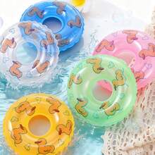 5pcs/Set Random Color Mini Inflatable Swimming Rings, Pet Bath Toys, Pet Toys, Duck Pattern Floating Swim Rings, Suitable For Pet Bath, Indoor Toys, Aquarium Decor, Small Pets Turtles, Pet Bath, Bathroom Toys, Aquarium Surface Decor - Small Pet Water Toys, Aquatic Turtle Toys, Aquatic Turtle Accessories, Aquarium Decor, Fish Tank Decor - View 5