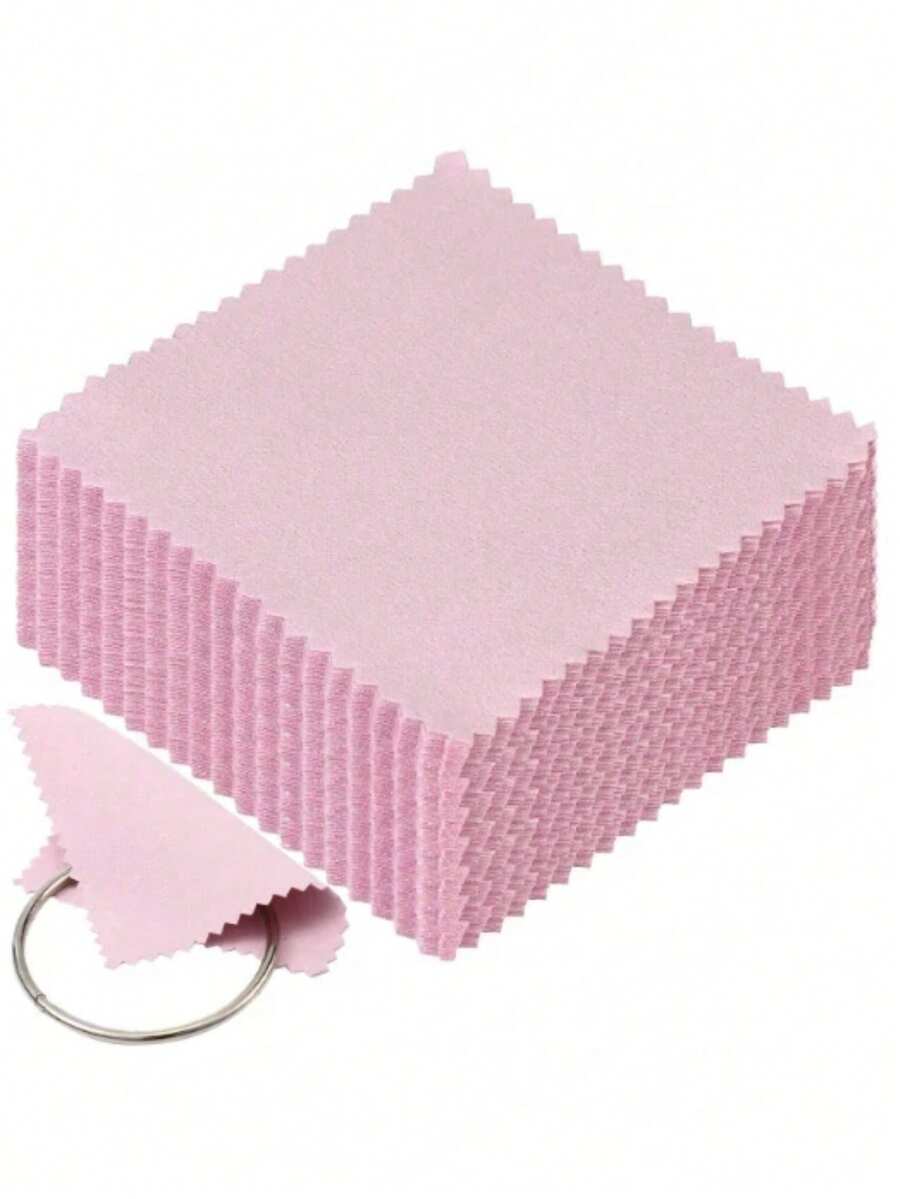 Jewelry Cleaning Cloth, Silver & Jewelry Polishing Cloth, Double-Sided Jewelry Cleaning Wipe, Suitable For Jewelry Care And Cleaning - Pink - View 1