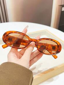 1pc Vintage Oval Frame Fashion Glasses For Women, Multiple Colors, INS Influencer Style, Eyewear For Streetwear, Outfit & Photo, Decorative Accessory - Multicolor - View 11