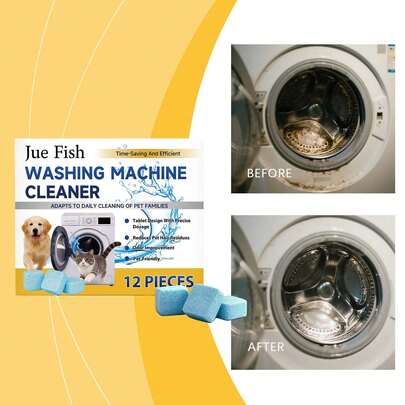 洗衣机清洁片，深度清洁滚筒式和脉冲式洗衣机，去除水垢残留和异味，快速起泡，持久清新，柠檬香型。洗衣机清洁剂，洗衣液，除垢剂，除臭剂，清新片，适用于滚筒洗衣机和波轮洗衣机，洗衣设备，柠檬清新，持久清新。