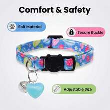 1pc Detachable Bow Tie Cat Collar With Heart Pendant And Bell, Adjustable & Durable Pet Collar, Gift For Pets (Small Dogs & Cats) - Multicolor - View 6