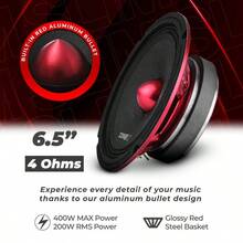 DS18 PRO-X6.4BMSL 6.5" Car Speakers With Bullet 500W 4-Ohm, Slim Design - default - View 2