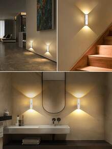 1/2 đèn ngủ LED sạc lại được, đèn treo tường 2 đầu, 3 màu điều chỉnh được, thích hợp cho hành lang, phòng ngủ, cầu thang, văn phòng (400mAh) (Màu nút ngẫu nhiên) - Nhiều màu - Xem 11