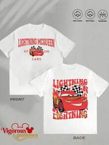Disney Y2K Style Cars  Retro Racing Short Sleeve T-Shirt - 白色 - 查看 3