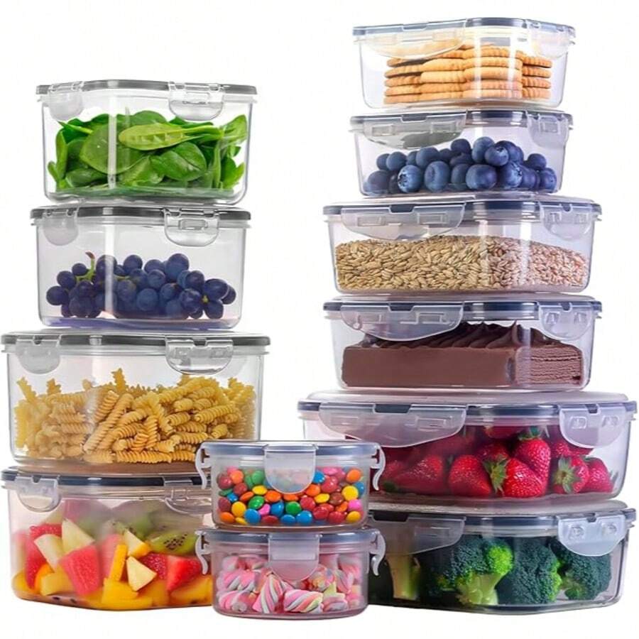 12 PCS  Food Storage Containers With Lids Set, Airtight Glass Meal Prep Containers (12 Containers & 12 Lids), Leak Proof Lunch Container , Microwave, Oven, Freezer, Dishwasher. - 查看 1