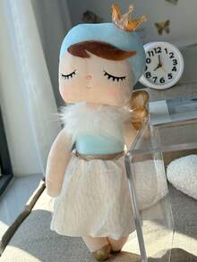 1pc 35cm/13.78in Cute Angel Princess Plush Doll, Soft Stuffed Fairy Doll With Golden Crown, Wings And Tulle Skirt, Suitable For Children Girls, Perfect For Bedroom Decor And Birthday/Christmas Gift - Baby Blue - View 10