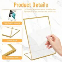 6 chiếc giá đỡ biển hiệu bằng acrylic, hình chữ L, kích thước 5 x 7 inch, màu vàng kim, dùng để trưng bày tờ rơi/thực đơn/ảnh bằng nhựa trong suốt, thích hợp cho khách sạn, văn phòng, nhà hàng. - Vàng L - Xem 5