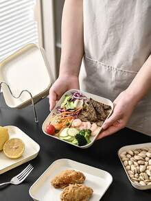 1个长方形托盘，优雅奢华家居用品，ins风奶白色面包/零食盛盘 - 奶油白 - 查看 3