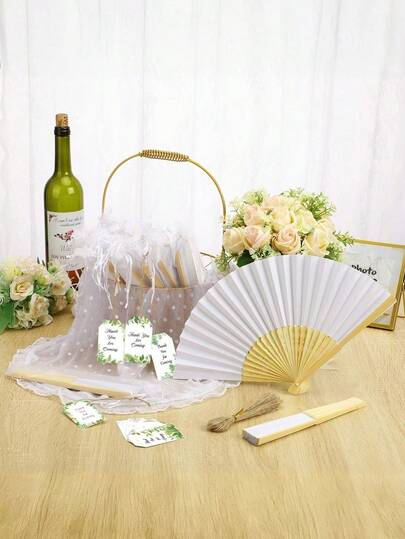 4/8pcs Bohemian Bamboo Wedding Fans With Thank You Cards, Tassels & Gift Bags Suitable For Wedding Guest Favors,Wedding Bridal Hand Fan And Fan Storage Bag,Wedding Fans, Hand-Painted Diy Folding Fans, Solid Color Paper Fans,Hand Fan For Women, Bridal Shower Party Decorations, Stacked Handheld Cooling Blowers For Ceremonies, Tournaments,Engagements, Bride And Bridesmaid Gifts,Valentine's Day