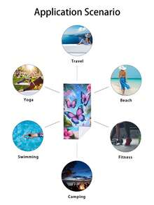 1pc Butterfly & Flower Landscape Printed Beach Towel, Super Absorbent Quick Dry Towel For Swimming, Soft & Lightweight Beach Blanket, Ideal For Beach, Swimming, Outdoor, Travel - A - View 8