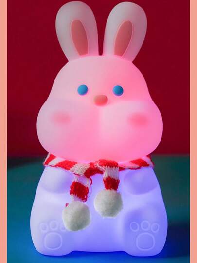 Đèn ngủ hình thỏ bằng silicon, cảm biến chạm, đèn ngủ dịu nhẹ, người bạn đồng hành dễ thương, quà tặng sáng tạo 7 màu.