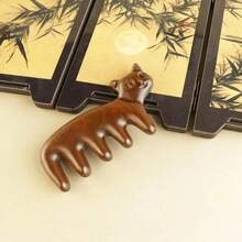 Peigne à cheveux en forme de chat en bois de santal, de taille portable, fait main. Peigne de massage de la tête pour favoriser la circulation sanguine. Peigne multifonctionnel à cinq dents - Multicolore - Voir 2