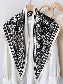1pc Vintage City Map Print Triangle Scarf Wraps Soft Silky Feel All Season Spring, Summer, Autumn And Winter Shawl And Wraps Suitable For Daily Outings Travel Wedding Party Balls Banquets Bridesmaid Headscarfs Women Accessories,Beach,Holiday - Multicolor - View 9