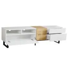 Modern TV Stand With White Wood Front, Dimensions 180 X 50 X 38 Cm, Minimalist Design - White - View 8