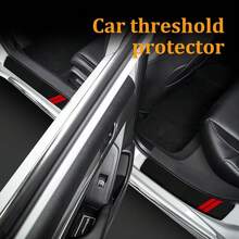 New- 4PCS Car Door Sill Tectors, Car Door Edge Guards, Carbon Fiber Auto Entry Edge Guard Sill Scuff Plate Cover Strips, Anti-Scratch Threshold Tection Trim  For Most Vehicles - Red - View 7