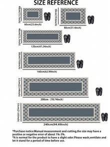 1 件灰蓝色硅胶厨房垫，带连续几何米色边框，简约新中式风格，适用于厨房、浴室、玄关、洗衣房、卧室、客厅装饰 - 彩色 - 查看 3