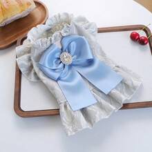 宠物连衣裙一件装，可爱浪漫蕾丝薄纱裙套装，适合小型犬和幼犬，法式蓝色蝴蝶结设计 - 彩色 - 查看 13