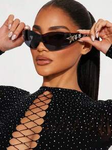 1pc Y2K Style Frameless Retro Fashion Fashion Glasses, Everyday Wear Summer Beach Vacation,Outdoor,Travel - màu đen - Xem 5