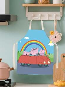 Peppa Pig 卡通成人无袖围裙，亲子居家厨房清洁防污腰罩，专为用餐设计 - 彩色 - 查看 6