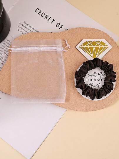 3 piezas Favor de boda multicolor, regalo de propuesta, regalo de fiesta, Scrunchie de malla decorado con rhinestones, Ligas elásticas para el cabello, Accesorios para el cabello para mujeres, Tocado