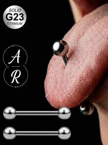 AVYRING G23 Titanium Tongue Rings 14G Nipple Piercing Jewelry Threaded Bars Nipple Tongue Barbells Piercing Jewelry For Women Men 12mm 14mm 16mm 19mm 25mm 32mm 38mm - Silver - View 1