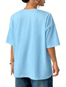 Treasured Memories White Oversized T-Shirt - Sky Blue - View 2
