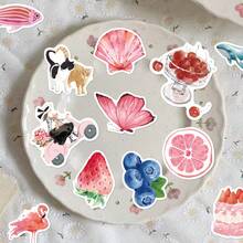 50 piezas Pegatinas de diario de acuarela, decorativas para scrapbooking, planificador, equipaje, funda de teléfono, refrigerador, guitarra, monopatín, regalo de cumpleaños, suministros de scrapbooking, papelería, pegatinas divertidas Kindle manualidades libro de sticker estikers - Diario de acuarela - Ver 2