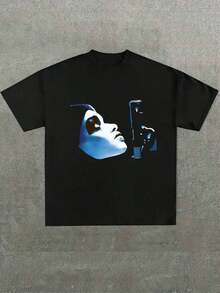 Nueva camiseta popular de talla grande para hombre, estilo vintage de la película "Dead Presidents", (1 pieza) 100% algodón, camiseta casual estampada, cuello redondo, manga corta, camiseta de algodón de 220g, para regalo, verano, unisex. - Negro - Ver 7