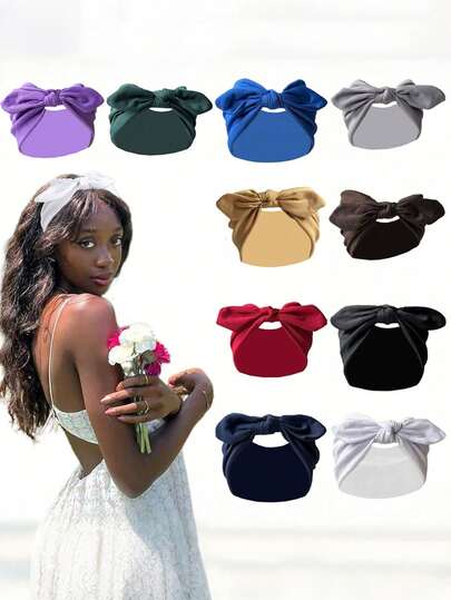 1/4pcs Extra Large Rabbit Ear Headband With Elastic Waistband - Soft Blended Yoga Sports Headscarf, Women's All Season Sweat-Absorbent Band, Knotted Rabbit Ear Elastic Bow Hair Tie