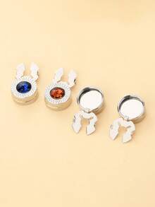 2pcs Minimalist Round Turtle Cufflinks, French Business Flat Round Cufflinks For Men's Shirt - Turtle-shaped Cufflinks - View 4