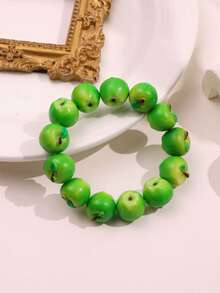 1 pieza Pulsera de cuentas 3D en forma de manzana colorida, joyería con elemento de fruta dopamina de primavera Y2K, accesorio minimalista y dulce para resort - Multicolor - Ver 8