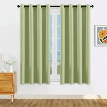 1pc Or 2pcs Available/Lightweight Blackout Curtains/Lightweight Coated 100% Blackout Curtains On /Top Eyelet Metal Ring Curtains/Room Darkening Privacy Curtains/Living Room Curtains/Bedroom Curtains - Green - View 19