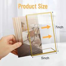6 chiếc giá đỡ biển hiệu bằng acrylic, hình chữ L, kích thước 5 x 7 inch, màu vàng kim, dùng để trưng bày tờ rơi/thực đơn/ảnh bằng nhựa trong suốt, thích hợp cho khách sạn, văn phòng, nhà hàng. - Vàng L - Xem 2