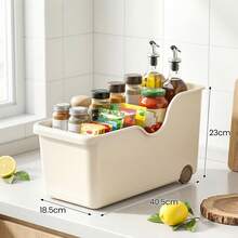 Rolling Storage Container With Wheels – Large Multipurpose Storage Bin For Under Sink, Pantry & Cabinet Organisation, Basket For Bathroom, Cosmetics, Garage, Closet & Laundry Room - White - View 2