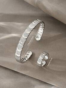 Silver Rings & Bracelet Set, Multi-Layer Linked Rings & Bracelet, Elegant Luxury Jewelry Set, Suitable For Daily Wear, Dates, Parties And Gifts - Silver - View 4