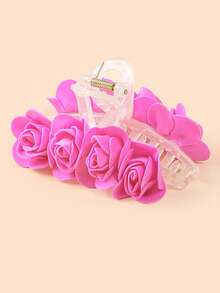 1 Piece Floral Rose Hair Claw Clips - Elegant Satin Flower Hair Clamps For Girls, Cute Decorative Hair Accessories For Wedding, Party, Daily Wear And Beach - 抓夾 - 查看 7