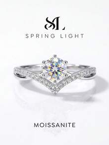 Bông tai đính đá Princess Crown 0.5 carat và Moissanite bằng bạc Sterling 925, kiểu dáng thanh lịch, sang trọng, thích hợp làm quà tặng đính hôn/cưới, quà sinh nhật, kỷ niệm cho bạn thân, trang sức cưới. - Nhẫn Moissanite vương miện-0,5ct - Xem 1