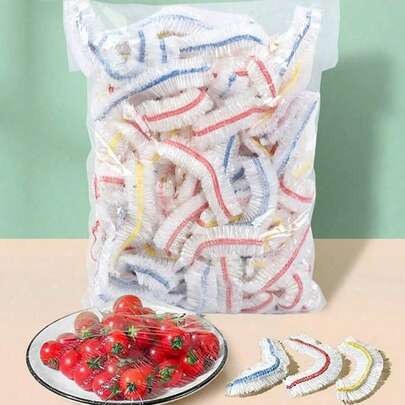 100pcs Disposable Food Wrap, For Keeping Leftover Food Fresh, With Elasticity And Self-Sealing Closure, Suitable For Covering Bowls And Plates, Household Use